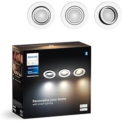 Philips Hue- Foco Empotrable LED Milliskin, Pack de 3, Color Blanco, Luz Blanca de Cálida a Fría, Compatible con Alexa y Google 