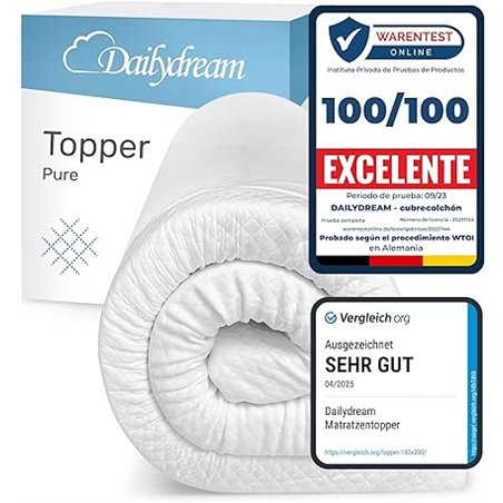 Dailydream Topper viscoelástico para colchón de 180x200, Grosor 5cm, Sobrecolchón Memory Foam, Edition Standard, Model M, Cubrec