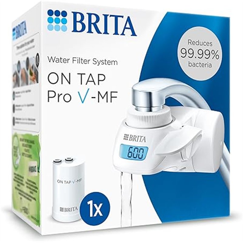 BRITA Sistema de filtrado de agua ON TAP Pro V-MF incl. 1x cartucho filtrante (600L) - para un 99,99% de agua libre de bacterias