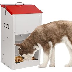 Comedero Automático para Perros, Alimentador para Mascotas de Exterior de11 Kg, Alimentador Galvanizado por Gravedad para Perros