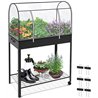 VOUNOT Huerto Urbano Terraza Mesa de Cultivo Cubierta de Protección, Jardinera Elevada con Ruedas Asa Lateral y Estante Inferior