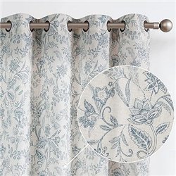 Lazzzy Cortinas de Lino para Sala de Estar de 213 cm de Largo, con Estampado semirfloral, Cortinas de Ventana para Dormitorio, C