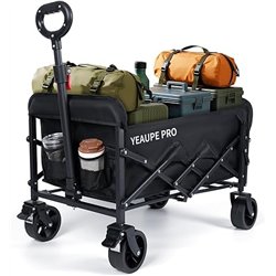 YEAUPE PRO Carro de Transporte Plegable Todo Terreno para Jardín, Playa, Compras y Camping – Carga Máxima 100KG, Mango Ajustable