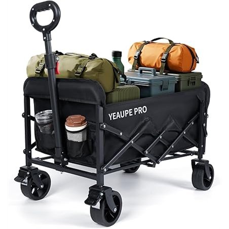 YEAUPE PRO Carro de Transporte Plegable Todo Terreno para Jardín, Playa, Compras y Camping – Carga Máxima 100KG, Mango Ajustable