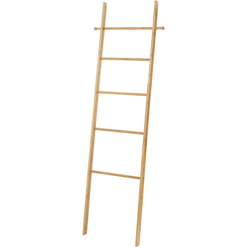 WENKO Escalera- toallero Viva cerámica - Toallero, perchero, Bambú, 43 x 170 x 33 cm, Marrón
