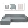 Lydevo Funda para Sofá Chaise Longue 2 Piezas Funda Cubre Sofá de Sofá Rinconera Forma de L Reversible con 2 Fundas de Almohada 