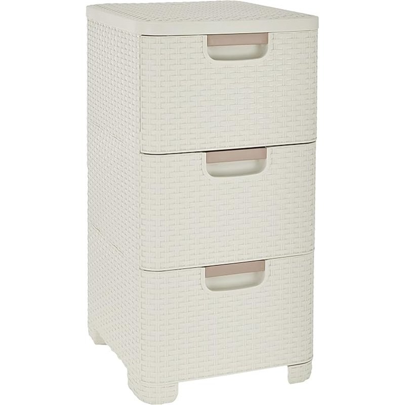 Curver - Cajonera Style con 3 cajones de 14 L, 37, 8 x 32, 8 x 59, 5, color blanco, Ordenación, Cajones en forma estantería