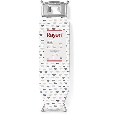Rayen | Tabla de Planchar - Gama Basic | Altura Regulable | Malla Metálica | Reposa-Planchas | Estructura Gris y Funda Estampado