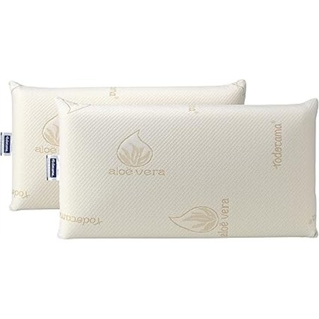 Todocama - Almohada viscoelástica, Antiácaros y Antibacterias. Núcleo Compacto. Doble Funda con Cremallera. Tejido Aloe Vera. Te