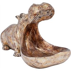Kare Design figurita Decorativa Hipopótamo Hambriento, Oro, Objeto Decorativo, hipopótamo, Motivo Animal, Vintage, Shabby, 17x15