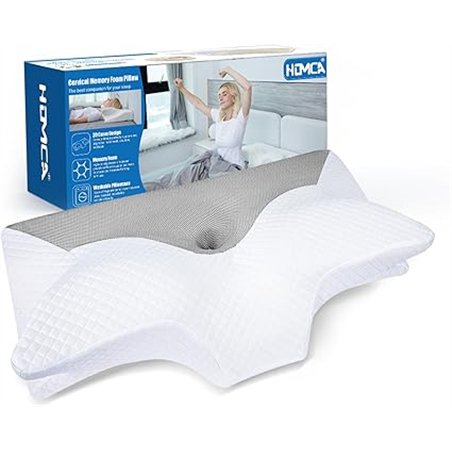 HOMCA Almohada Cervical de Espuma Viscoelastica, Almohada Ortopedica para Soporte de Cuello, Almohadas Ergonómico para Dormir de