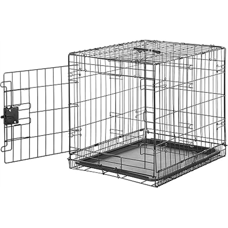 Amazon Basics Jaula para perro de alambre metálico, Plegable, Duradero con bandeja, puerta única, 61 x 46 x 51 cm (L x An x Al),