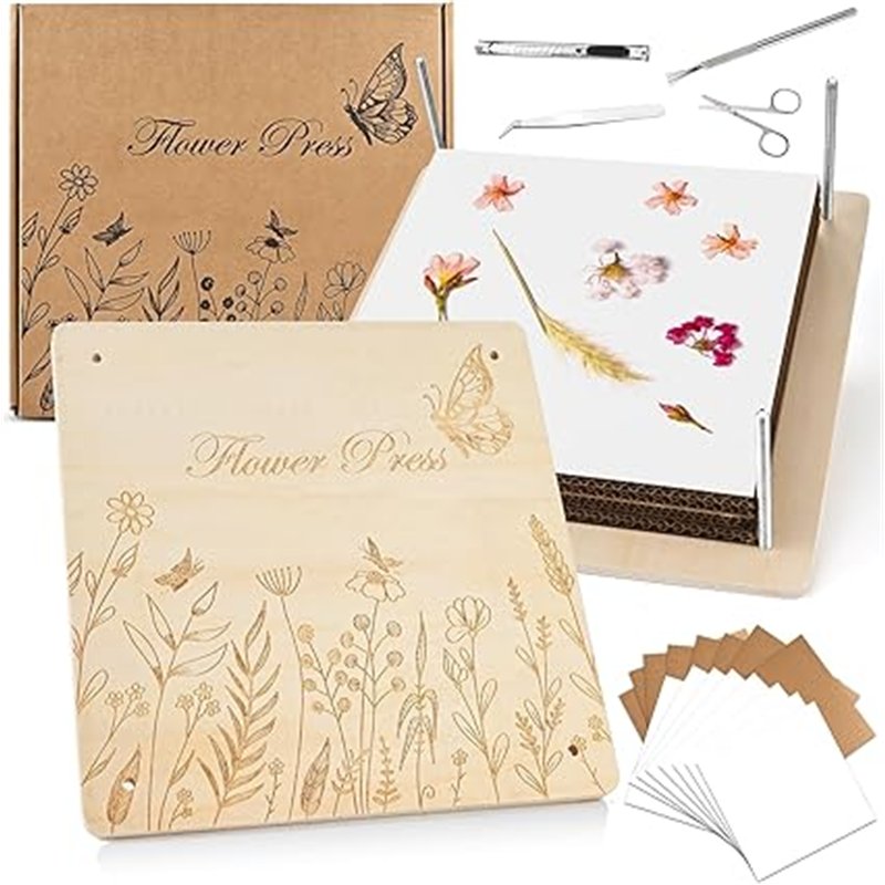 GOLDGE Prensa de flores extragrande para adultos, 27,5 x 27,5 cm, 10 capas de madera con bolsa de almacenamiento, regalos para a