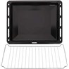 ICQN Juego de bandejas horno y rejillas horno 460 x 375 x 30 mm | Bandeja de goteo esmaltada | Parrilla de horno cromada y bande