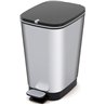 Curver - Cubo de basura Chic Bin con pedal antideslizante 45L, 44,5x 29x 60,5cm, acabado color acero, tapa y aro para bolsa