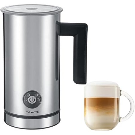 MyWave - Espumador de Leche - Potencia 500W - Consigue la Espuma Adecuada - Calienta y Genera Espuma - 3 Niveles de Espuma Calie