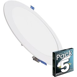 LED ATOMANT Pack 5x Downlight LED Panel Extraplano Redondo 220mm 20W, 1800 lumenes, Color Luz Fria (6500K), Corte estandar 200mm