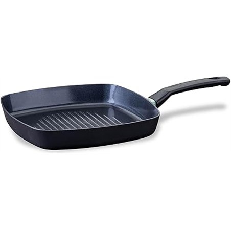Fackelmann Brandao Grill Antiadherente 28 cm, Aluminio Reciclado y Mango de Baquelita, Revestimiento Cerámico CK2 sin PFA, Apta 