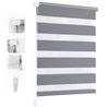 Sekey Estor Doble con fijación sin Agujeros para Ventanas, Estor Doble, 115 cm de Ancho, 115 x 210 cm, Color Gris