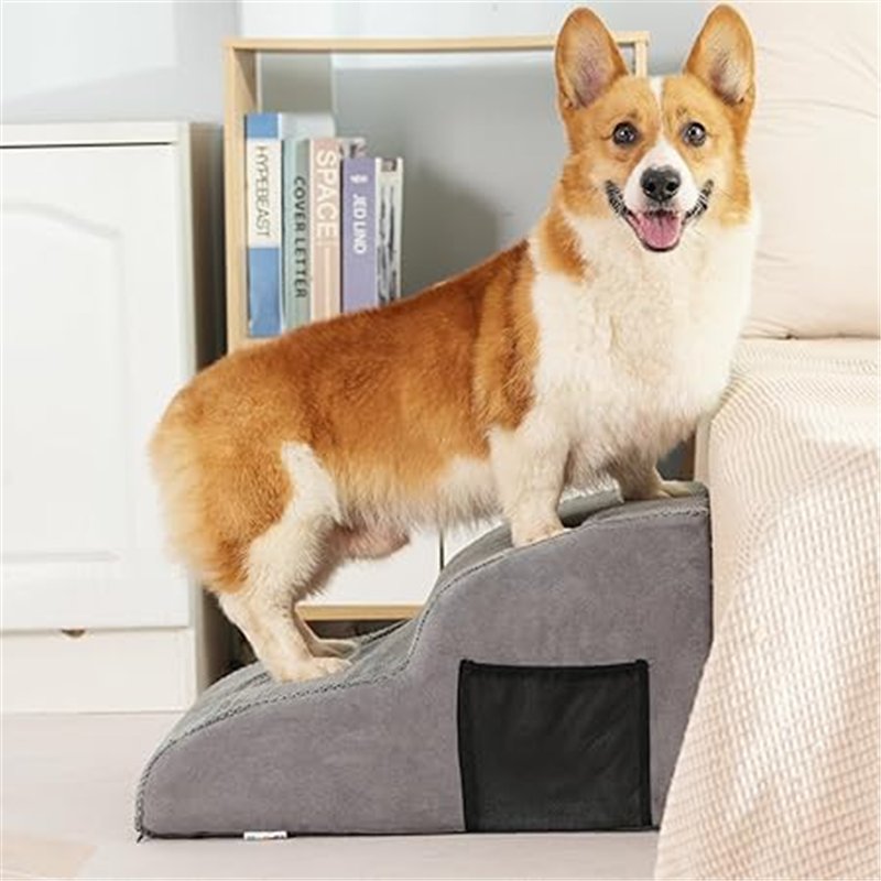 YunNasi Escalera de 2 Etapas para Perros y Gatos, Rampa para Mascotas Pequeñas, con Funda Lavable y Fondo Antideslizante, para S