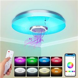 Plafón LED de 36W con altavoz Bluetooth, plafón inteligente con mando a distancia y control APP, cambio de color RGBW, orientabl