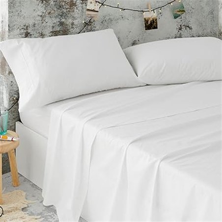Burrito Blanco Sábanas de Hostelería | Juego de Sábanas 150x190/200 | Ropa de Cama Algodón/Poliéster | Fácil Planchado | Color B