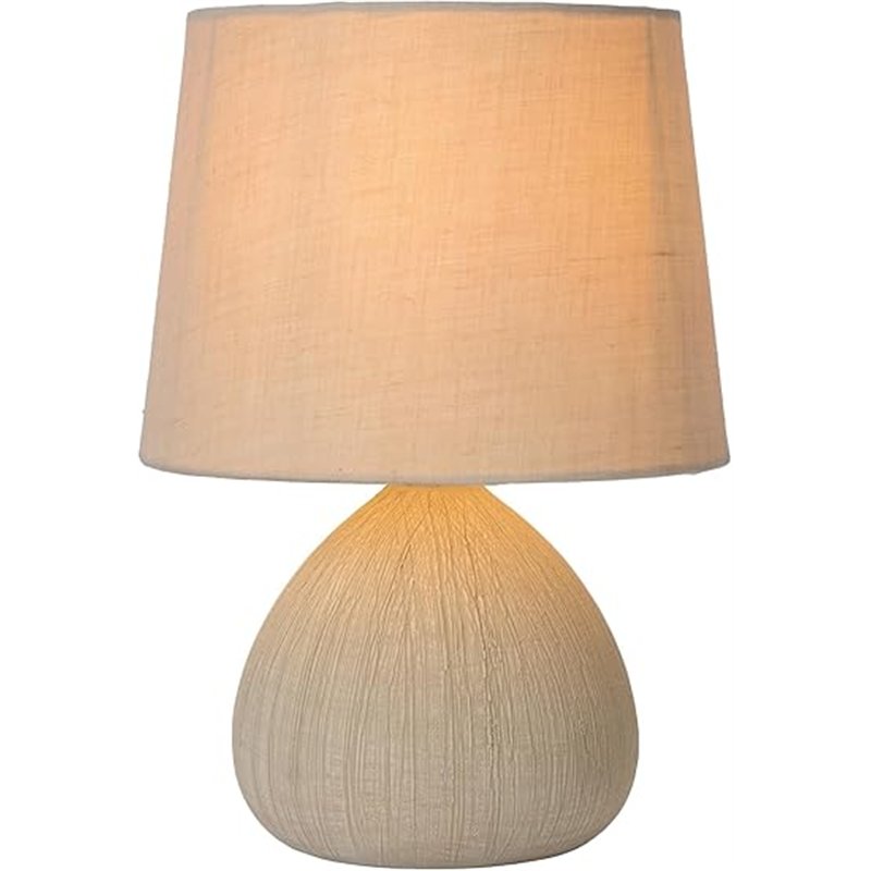 LUCIDE RAMZI - Lámpara de mesa - Ø 18 cm - 1xE14 - Beige