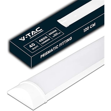 V-TAC Pantalla LED Luminaria 120 CM - 40W - Chip Samsung - Lámpara Rectangular 4300 Lumen IP20 para Pared, Garaje, Tienda - Tubo