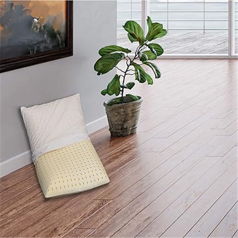 Sleepys Cojín de látex natural, 74 x 42 x 10 cm de alto, con funda de punto 100 % algodón, almohada de látex TALAY antialérgico