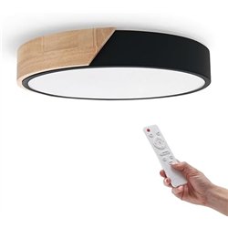 M Ledme - Plafón LED Techo Negro Redondo 24W con Mando a distancia, Regulable 2700K-6500K blanco frío a cálido e intensidad, 240