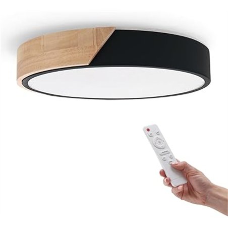 M Ledme - Plafón LED Techo Negro Redondo 24W con Mando a distancia, Regulable 2700K-6500K blanco frío a cálido e intensidad, 240