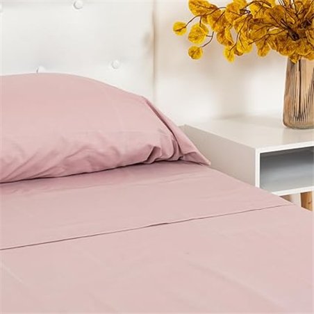 TRAMAS+ Sabanas 90x190 / 200cm 100% algodón Suave, Juego de sábanas 3 Piezas, Sabana Bajera Ajustable, Encimera, 1 Fundas de Alm