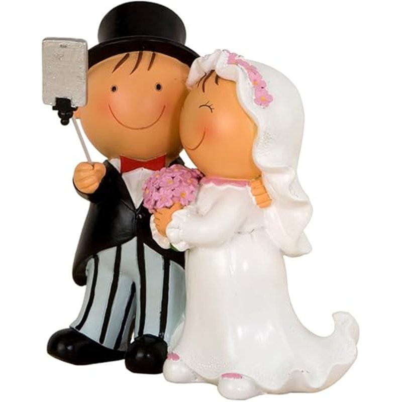 Mopec Pit&Pita Figura para Pastel de boda, Resina, Blanco, 13.5 x 17 x 19.2 cm