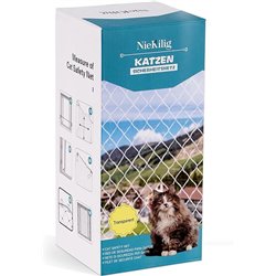 NieKilig 4x3m Red Protección para Gatos Terraza de sin Taladro, Red de Seguridad Transparente para Malla Gatos para Balcones, Ve
