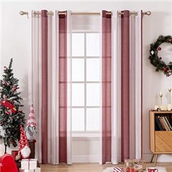 MIULEE Cortinas Salon Modernas con Rayas Blanco y Rojo Vino, Bonitas Cortinas Dormitorio Juvenil con Ojales, Translucidas Visill