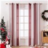 MIULEE Cortinas Salon Modernas con Rayas Blanco y Rojo Vino, Bonitas Cortinas Dormitorio Juvenil con Ojales, Translucidas Visill