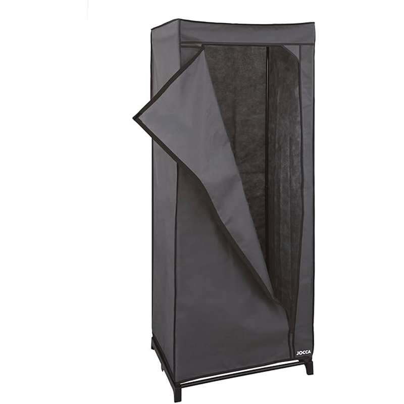 Jocca - Armario de Tela TNT Plegable con Barra de Hierro, Organizador Ropa, Estable y Ligero, Negro