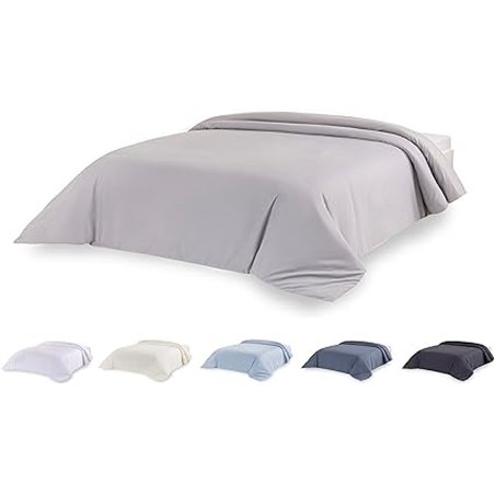 Todocama – Funda nórdica de Microfibra para edredón de Tacto Extra Suave. (Gris Claro - Cama 80/90-150x220cm).