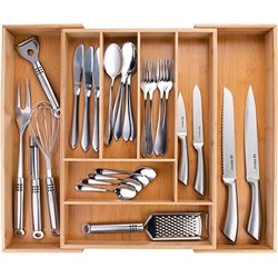 alpina Organizador Cajones - Cubertos para Cajon Cocina Extensible 46x34-56,5x6 cm - Caja Organizadora para Utensilios hasta 8 C