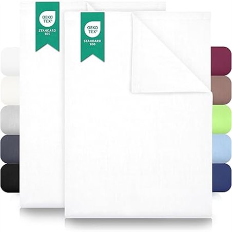 Green Mark Sábanas Clásicas –Juego de 2 sábanas Planas de 100 % algodón, sin Esquinas elásticas, Suaves para la Piel, fáciles de