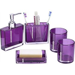 EBTOOLS - Juego de 5 Accesorios de baño de acrílico de Lujo con Vaso, Botella de Cepillo de Dientes, dispensador de jabón