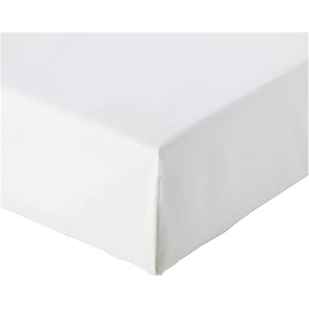 Amazon Basics Sabana Bajera Ajustable, 160 x 200 x 30 cm, 100% algodón satén 400 Hilos, Blanco