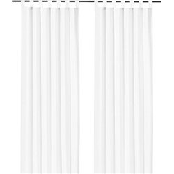 heimtexland ® Cortina Decorativa con Trabillas y Cinta Fruncida, Color Blanco, 245 x 140 cm, Opaca, Pero Deja Pasar la luz, Colo