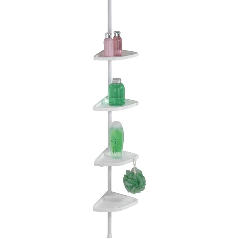 Wenko Rinconera telescópica Easy blanco - con 4 repisas, Aluminio, Blanco