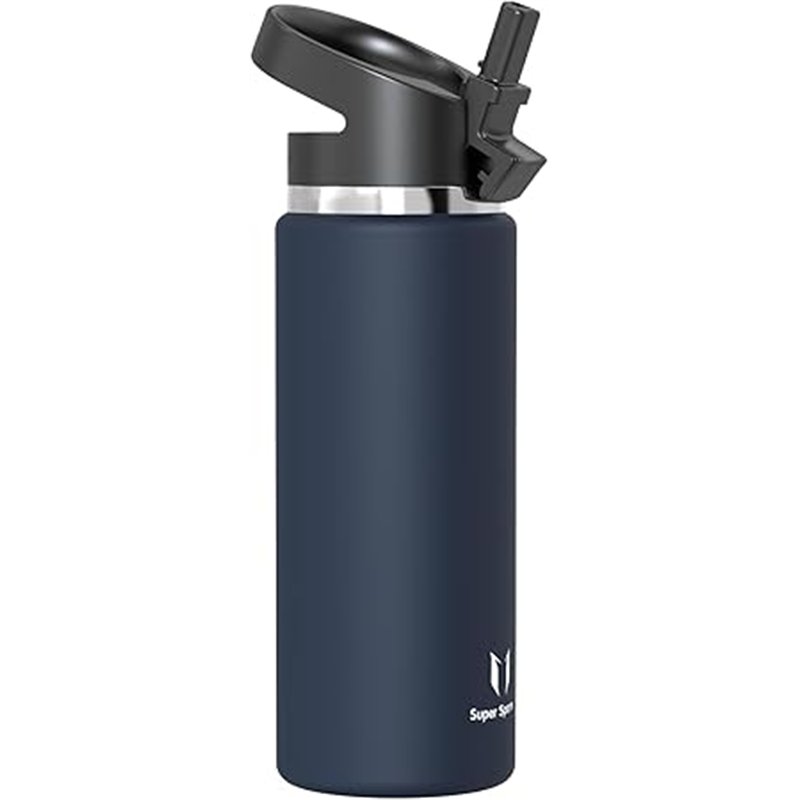 Super Sparrow Botella de Agua Acero Inoxidable - Botella Termica Boca Ancha con Paja 750ml - Sin BPA, para Gimnasio, Deporte, Of