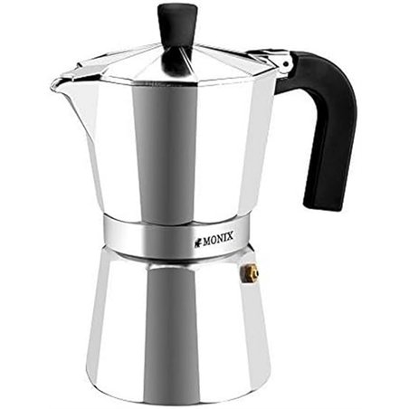 Monix Vitro Express Cafetera de aluminio 12 tazas, apta para todo tipo de cocinas excepto inducción