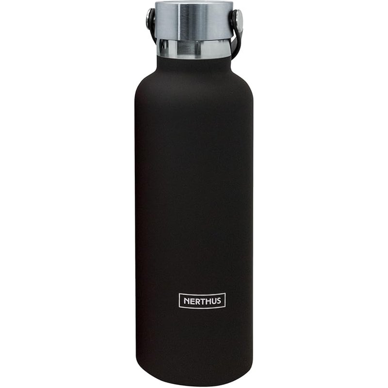 NERTHUS FIH 720 Botella Termo Tapon Asa Doble Pared para frios y Calientes Diseño Coral de Acero Inoxidable 750 ml Libre de BPA,