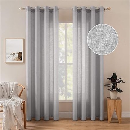 MIULEE 2 Unidades Cortinas Salon Translucidas Poliéster Lino con Ojales Visillos de Dormitorio Moderno Ventana Salon Habitacion 