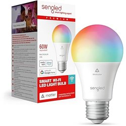Sengled Bombilla LED inteligente (E27), habilitada para Matter y Alexa, multicolor, equivalente a 60 W, 800 lm, emparejamiento i