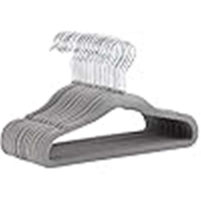 Amazon Basics Non-Slip Velvet Hangers (Babies & Toddlers), 29.5cm (for Baby Clothes), Pack of 30, Grey